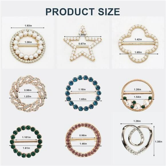 T Shirt Scarf Clips Set Pearl Rhinestone Alloy Buckles for Fashion Clothing - Picture 6 of 7